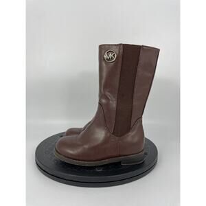 Girls Michael Kors Emma Rubie-T Leather Zip Equestrian Boots Size 7 Brow…​​​​​